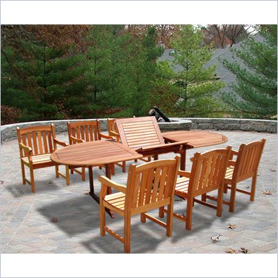 Vifah Vista Extension Table Set with 6 Ward Armchairs