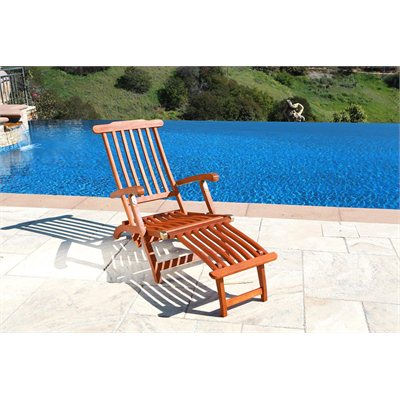 Vifah 5 Position Wood Reclining Folding Steamer Lounge