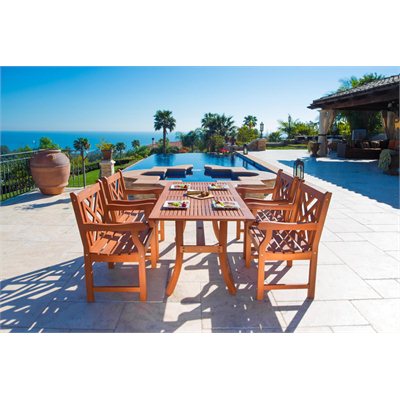 Vifah Atlantic Rectangular Hardwood Table & Armchair Dining Set 