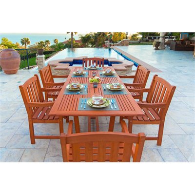 Vifah Airblade Rectangular Extension Table Set with 6 Ward Armchairs