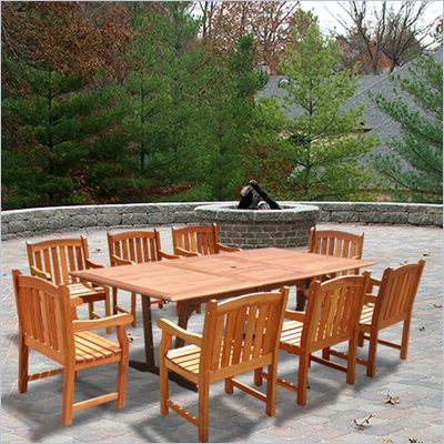 Vifah Airblade Rectangular Extension Table Set with 8 Baltic Armchairs