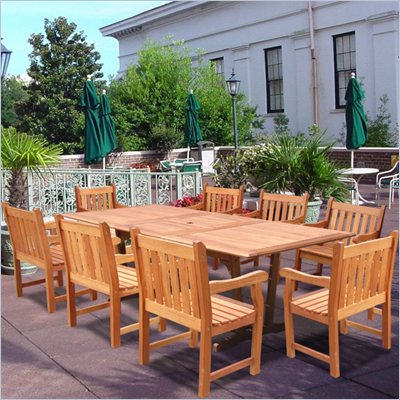 Vifah Airblade Rectangular Extension Table Set with 8 Ward Armchairs