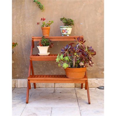 Vifah Outdoor Wood Three-Layer Plant Stand
