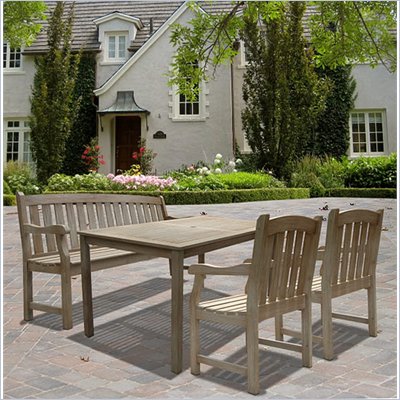 Vifah Renaissance Hand-scraped Hardwood 4 Piece Dining Set