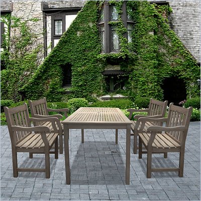 Vifah Renaissance Table and Armchair Outdoor 5 Piece Dining Set