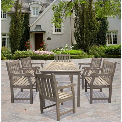 Vifah Renaissance Rectangular Table & Armchair Outdoor 7 Piece Dining Set
