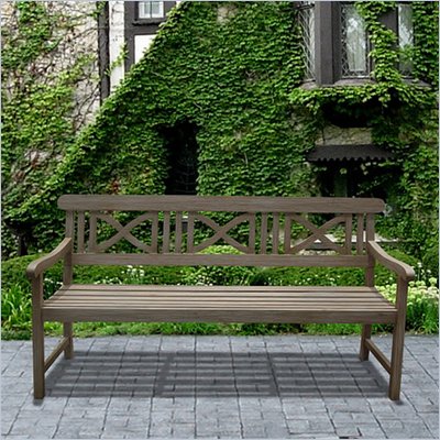 Vifah Renaissance Outdoor Hand-scraped Hardwood Bench