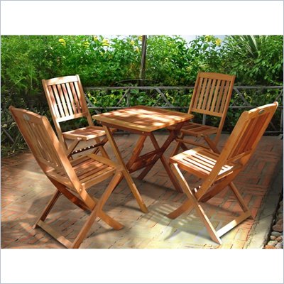 Vifah Glaser Folding Bistro Table Set with 4 Folding Chairs