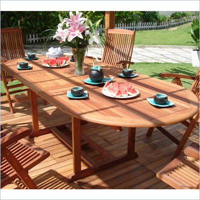 Vifah Vista Extension Table Set with 6 Ibiza Stacking Chairs