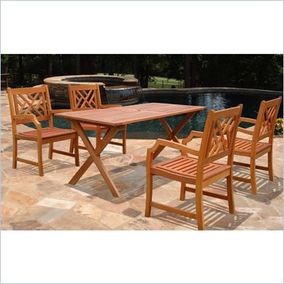 Vifah Omaha Dining Set with 4 Atlantic Armchairs