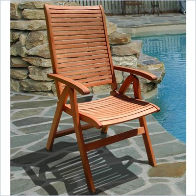 Vifah Outdoor Puti Folding Armchair with Multiple Position Reclining Back