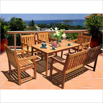 Vifah Balthazar Dining Set with 4 Baltic Armchairs and Baltic Bench