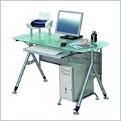 TECHNI MOBILI Glacier Glass Top Metal Computer Desk