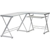 TECHNI MOBILI Dachia L-Shape Glass Top Computer Desk