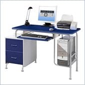 TECHNI MOBILI Wood Student Computer Desk in Blue and Silver