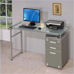 Techni Mobili Complete Computer Workstation w/Drawers in Silver/Gray