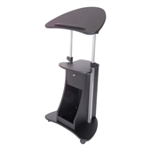 Techni Mobili Deluxe Rolling Laptop Cart with Storage in Black