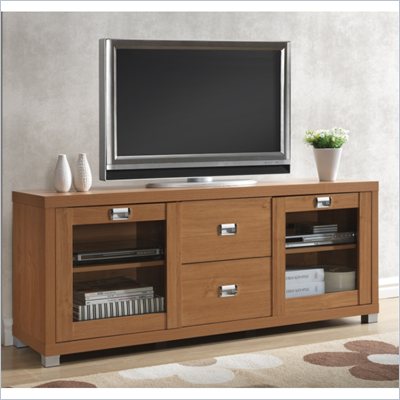 Techni Mobili TV Stand with Two Drawers in Maple Finish