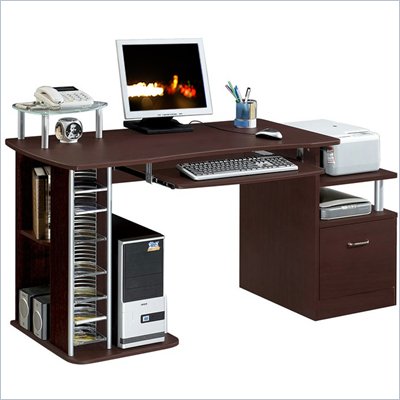 TECHNI MOBILI Winchester Wood Computer Work Station in Chocolate