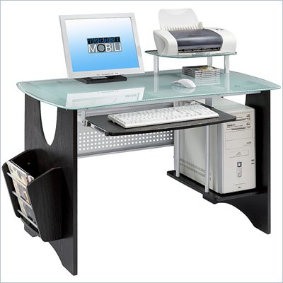 TECHNI MOBILI Venice Glass Top Wood Computer Workstation in Espresso