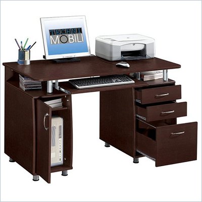 Techni Mobili Super Storage Computer Desk in Chocolate Finish