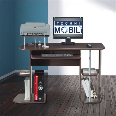 TECHNI MOBILI Rustam Wood Computer Work Station in Chocolate