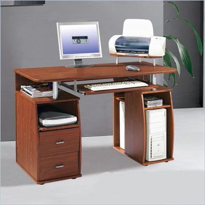 Techni Mobili Atea Wood Computer Workstation in Mahogany