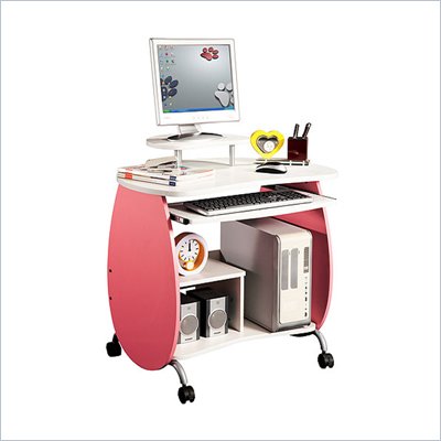 TECHNI MOBILI Wood Computer Workstation In Pink and White
