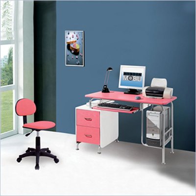 TECHNI MOBILI Wood Computer Desk in Pink and White