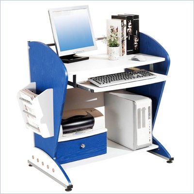 TECHNI MOBILI Lark Wood Student Desk in Blue and White
