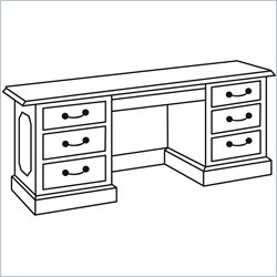Allura Office Ambassador Wood Executive Credenza Desk in Engraved Cherry by Allura Office