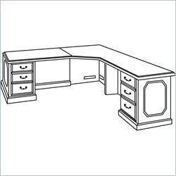Allura Office Ambassador Corner L-Shape Wood Desk with CPU Unit in Engraved Cherry
