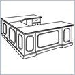Allura Office Ambassador U-Shape Wood Desk in Engraved Cherry