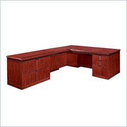 Allura Office Americus Lateral File L-Shape Wood Executive Desk in Russet Mahogany by Allura Office