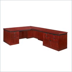 Allura Office Americus L-Shape Personal File Wood Executive Desk in Russet Mahogany by Allura Office
