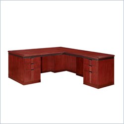 Allura Office Americus Executive L-Shape Wood Computer Desk in Mahogany by Allura Office