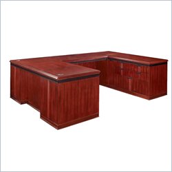 Allura Office Americus Personal File U-Shape Wood Executive Desk in Russet Mahogany by Allura Office