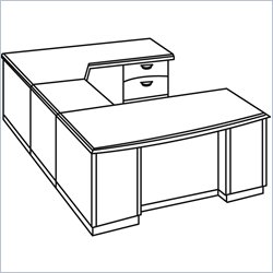 DMi Eclipse 110 in. Deep Right U-Shape Bow Front Wood Desk-Cherry
