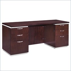 DMi Pimlico Veneer Wood Kneehole Credenza with Flat Ends (Assembled_-Walnut