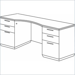 DMi Pimlico Veneer Kneehole Wood Credenza Desk with Flat Ends (Flat Pack)