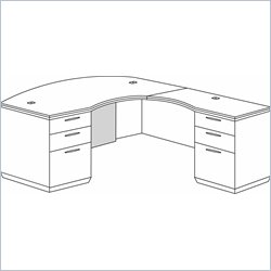 DMi Pimlico Veneer Executive Right Bow Front L-Shaped Desk (Assembled)