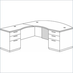 DMi Pimlico Veneer Executive Left Bow Front L-Shaped Desk (Flat Pack)