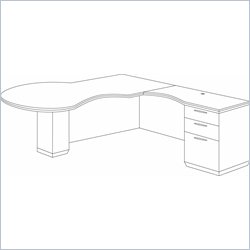 DMi Pimlico Veneer Right L-Shaped Wood Peninsula Desk-Walnut
