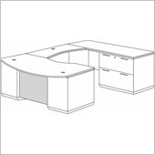 DMi Pimlico Veneer Bow Front U-Shape Wood Desk (Assembled)
