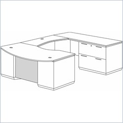 DMi Pimlico Veneer Executive Bow Front U-Shape Wood Credenza Desk (Flat Pack)