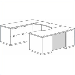 DMi Pimlico Veneer Left U-Shape Lateral File Wood Desk (Assembled)