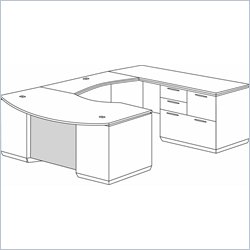 DMi Pimlico Veneer Right Personal File U-Shape Bow Front Wood Executive Desk (Flat Pack)