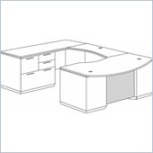 DMi Pimlico Veneer Left U-Shape Bow Front Wood Computer Desk (Assembled)