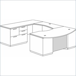 DMi Pimlico Veneer Left Personal File Bow Front U-Shape Wood Desk (Flat Pack)