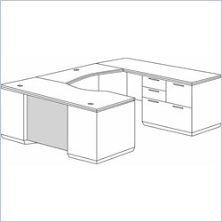 DMi Pimlico Veneer Right Personal File U-Shape Wood Desk (Assembled)